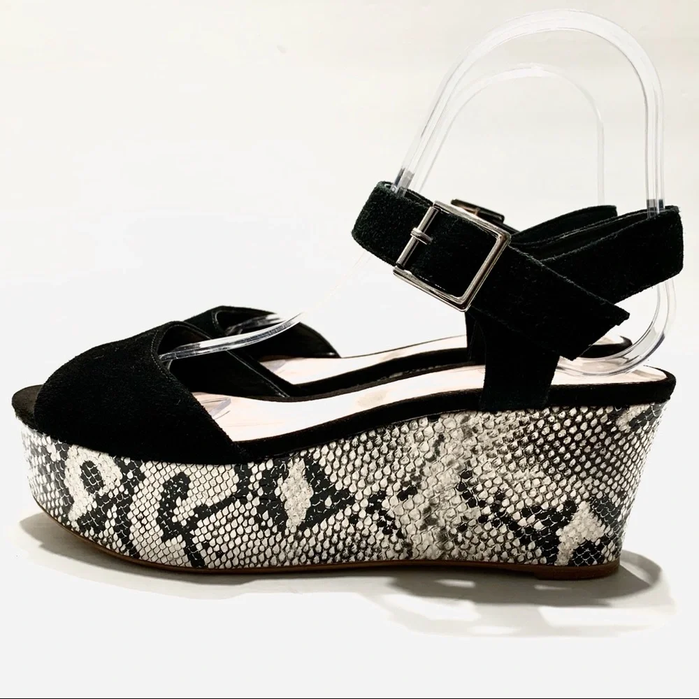 ANDRE ANIMAL PRINT SUEDE PLATFORM SANDALS